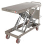 Vestil Partially Stainless Steel Hydraulic Elevating Cart with Foot Pump - 24 In. x 47 In. 2000 lb - Silver