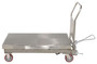 Vestil Partially Stainless Steel Hydraulic Elevating Cart with Foot Pump - 24 In. x 47 In. 2000 lb - Silver