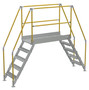 Vestil Aluminum Crossover Ladder 5 Step - 60 x 29-1/8 In. Platform 500 lb - Silver