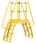 Vestil Steel Alternating Crossover Ladder 10 Step - 68 Degrees 73 In. x 80 In. 350 lb - Yellow