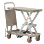 Vestil Partially Stainless Steel Linear Actuated Elevating Cart - 19-1/2 In. x 32 In. 500 lb - Blue/Silver