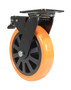 Vestil Polyurethane Swivel With Total Brake Caster - 8 In. Diameter x 2 In. Width 902 lb - Orange/Black