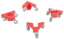 Vestil Aluminum Corner Mover Dolly Narrow Slot - 4 Pack 200 lb - Red