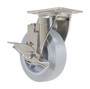 Vestil Thermoplastic Rubber Swivel With Brake Caster - 6 In. Diameter x 2 In. Width 600 lb - Gray