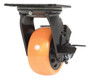 Vestil Polyurethane Swivel With Brake Caster - 4 In. Diameter x 2 In. Width 594 lb - Orange/Black