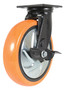Vestil Polyurethane Swivel With Brake Caster - 8 In. Diameter x 2 In. Width 925 lb - Orange/Silver