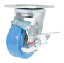 Vestil Polyurethane Swivel With Brake Caster - 4 In. Diameter x 2 In. Width 617 lb Light - Blue/Gray