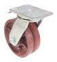 Vestil Ductile Steel V-Groove Swivel With - 4-Position Lock Caster 8 In. Diameter x 3 In. Width - Red