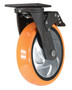 Vestil Polyurethane Swivel With Total Brake Caster - 8 In. Diameter x 2 In. Width 925 lb - Orange/Silver