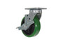 Vestil Polyurethane Swivel With Brake Caster With Hub - 6 In. Diameter x 2 In. Width 900 lb - Green/Black