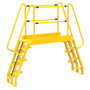 Vestil Steel Alternating Crossover Ladder 14 Step - 68 Degrees 97 In. x 91 In. 350 lb - Yellow