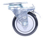 Vestil Polyurethane/Polyolefin Total Lock Swivel Caster - 4 In. Diameter x 1-1/4 In. Width 3/8 In. Single Ball Bearing, 2-3/8 In. x 3-5/8 In. Top Plate, 350 lb - Black/Gray