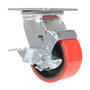 Vestil Polyurethane Swivel With Brake Caster - 4 In. Diameter x 2 In. Width 792 lb - Red/Black