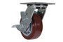Vestil Polyurethane Swivel With Brake Caster - 5 In. Diameter x 2 In. Width 600 lb - Maroon/Gray
