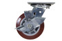 Vestil Polyurethane Swivel With Brake Caster - 5 In. Diameter x 2 In. Width 600 lb - Maroon/Gray