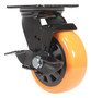 Vestil Polyurethane Swivel With Brake Caster - 5 In. Diameter x 2 In. Width 726 lb - Orange/Black