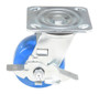 Vestil Polyurethane Precision Ball Bearing Swivel With Brake Caster - 4 In. Diameter x 2 In. Width 551 lb - Blue/Gray