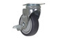 Vestil Thermoplastic Rubber Swivel With Brake Caster - 4 In. Diameter x 1 In. Width 220 lb Dark Gray/Light - Gray
