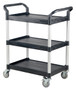 Vestil Steel Commercial Cart 3 Shelves and No Panels - 43 In. x 20 In. 550 lb - Black