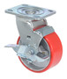 Vestil Polyurethane Swivel With Brake Caster - 5 In. Diameter x 2 In. Width 551 lb - Red