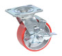 Vestil Polyurethane Swivel With Brake Caster - 5 In. Diameter x 2 In. Width 551 lb - Red