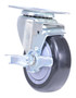 Vestil Polyurethane/Polyolefin Swivel Caster Top-Lock Brake - 4 In. Diameter x 1-1/4 In. Width 3/8 In. Single Ball Bearing 2-3/8 In. x 3-5/8 In. Top Plate, 350 lb - Black/Gray