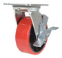 Vestil Polyurethane Swivel With Brake Caster - 5 In. Diameter x 2 In. Width 990 lb - Red/Black