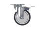 Vestil Polyurethane Swivel With Total Brake Caster - 5 In. Diameter x 1 In. Width 330 lb Dark Gray/Light - Gray