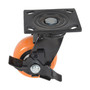Vestil Polyurethane Swivel With Brake Caster - 4 In. Diameter x 2 In. Width 551 lb - Orange/Silver