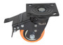 Vestil Polyurethane Swivel With Total Brake Caster - 4 In. Diameter x 2 In. Width 551 lb - Orange/Silver