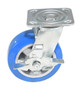 Vestil Polyurethane Precision Ball Bearing Swivel With Brake Caster - 6 In. Diameter x 2 In. Width 661 lb - Blue/Gray