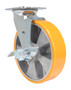 Vestil Polyurethane Swivel With Brake Caster - 8 In. Diameter x 2 In. Width 1760 lb - Orange/Silver