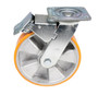 Vestil Polyurethane Swivel With Total Brake Caster - 8 In. Diameter x 2 In. Width 1543 lb - Orange/Silver