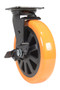 Vestil Polyurethane Swivel With Brake Caster - 8 In. Diameter x 2 In. Width 902 lb - Orange/Black