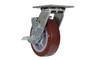 Vestil Polyurethane Swivel With Brake Caster - 6 In. Diameter x 2 In. Width 720 lb - Maroon/Gray