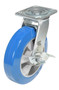 Vestil Polyurethane Precision Ball Bearing Swivel With Brake Caster - 8 In. Diameter x 2 In. Width 881 lb - Blue/Gray
