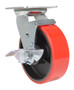 Vestil Polyurethane Swivel With Brake Caster - 6 In. Diameter x 2 In. Width 1232 lb - Red/Black