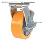 Vestil Polyurethane Swivel With Brake Caster - 5 In. Diameter x 2 In. Width 990 lb - Orange/Gray