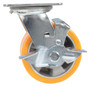 Vestil Polyurethane Swivel With Brake Caster - 5 In. Diameter x 2 In. Width 990 lb - Orange/Gray