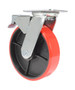 Vestil Polyurethane Swivel With Total Brake Caster - 8 In. Diameter x 2 In. Width 1474 lb - Red/Black