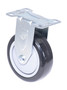 Vestil Polyurethane/Polyolefin Rigid Caster - 4 In. Diameter x 1-1/4 In. Width 3/8 In. Single Ball Bearing, 2-3/8 In. x 3-5/8 In. Top Plate, 350 lb - Black/Gray