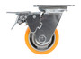 Vestil Polyurethane Swivel With Total Brake Caster - 4 In. Diameter x 2 In. Width 660 lb - Orange/Gray