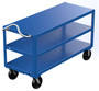 Vestil Steel - 24 In. x 60 In. Platform Heavy Duty 3 Shelf Ergo Handle Cart with GFN Casters 4000 lb - Blue