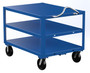 Vestil Steel - 34 In. x 48 In. Platform Heavy Duty 3 Shelf Ergo Handle Cart with GFN Casters 4000 lb - Blue