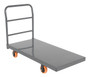 Vestil Steel Smooth Deck Platform Truck with - 5 In. x 2 In. Poly Casters 45 In. x 45 In. x 39 In. 2500 lb - Silver/Orange