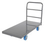 Vestil Steel Smooth Deck Platform Truck with - 6 In. x 2 In. Poly Casters 45 In. x 45 In. x 39 In. 2500 lb - Silver/Blue