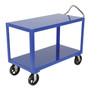 Vestil Steel - 24 In. x 48 In. Platform Ergo Handle Cart with Mold-On-Rubber Casters 2400 lb - Blue