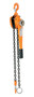 Vestil Steel Economy Lever Hoist - 5 Ft. Chain Length 3000 lb - Orange