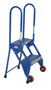Vestil Steel Folding Ladder with Wheels - 2 Step 350 lb - Blue