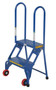 Vestil Steel Folding Ladder with Wheels - 2 Step 350 lb - Blue